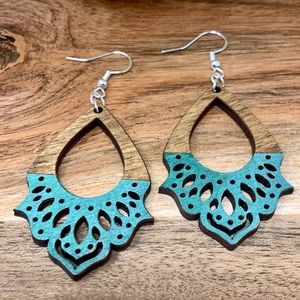 Western cut two-toned jeweled earrings